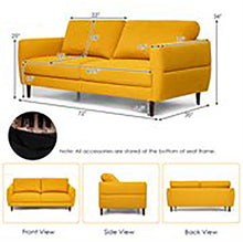 Load image into Gallery viewer, Gymax 72'' Fabric Sofa Couch Living Room Small Apartment Furniture w/ Wood Legs Yellow