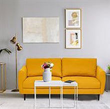 Load image into Gallery viewer, Gymax 72'' Fabric Sofa Couch Living Room Small Apartment Furniture w/ Wood Legs Yellow
