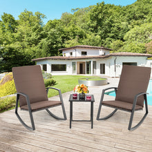 Load image into Gallery viewer, Gymax 3PCS Rattan Bistro Rocking Chair Set Patio Furniture Set w/ Cushions