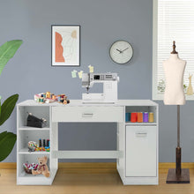 Load image into Gallery viewer, Gymax Sewing Craft Table Home Office Computer Desk w/ Storage Shelves & Drawer