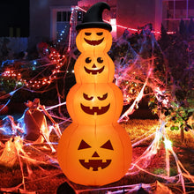 Load image into Gallery viewer, Gymax 8 ft Inflatable Halloween Pumpkins Stack Holiday Decor w/ Built-in LED Lights