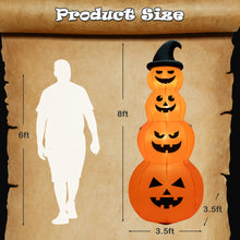Load image into Gallery viewer, Gymax 8 ft Inflatable Halloween Pumpkins Stack Holiday Decor w/ Built-in LED Lights