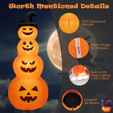 Load image into Gallery viewer, Gymax 8 ft Inflatable Halloween Pumpkins Stack Holiday Decor w/ Built-in LED Lights