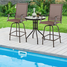 Load image into Gallery viewer, Gymax 2PCS Patio Swivel Bar Stools Chairs 360 Rotation Barstool Armrest Brown