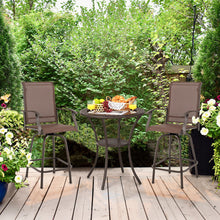 Load image into Gallery viewer, Gymax 2PCS Patio Swivel Bar Stools Chairs 360 Rotation Barstool Armrest Brown