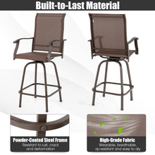 Load image into Gallery viewer, Gymax 2PCS Patio Swivel Bar Stools Chairs 360 Rotation Barstool Armrest Brown