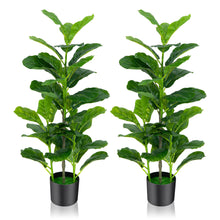 Load image into Gallery viewer, Gymax Artificial Tree 2-Pack Artificial Fiddle Leaf Fig Tree forIndoor & Outdoor
