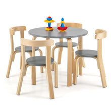 Load image into Gallery viewer, Gymax 5-Piece Kids Wooden Curved Back Activity Table & Chair Set w/Toy Bricks