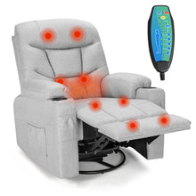 Load image into Gallery viewer, Gymax Massage Rocking Recliner Chair 360 Degree Swivel Fabric Single Sofa w/ Heating