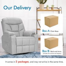 Load image into Gallery viewer, Gymax Massage Rocking Recliner Chair 360 Degree Swivel Fabric Single Sofa w/ Heating