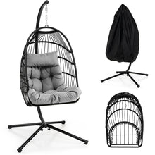 Load image into Gallery viewer, Gymax Swing Egg Chair Hanging Basket Chair w/Stand Waterproof Cover & Cushion