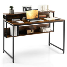 Load image into Gallery viewer, Gymax 48'' Computer Desk Home Office Writing Study Table w/ Monitor Stand Storage Shelf