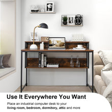 Load image into Gallery viewer, Gymax 48'' Computer Desk Home Office Writing Study Table w/ Monitor Stand Storage Shelf