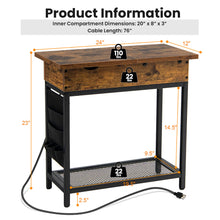 Load image into Gallery viewer, Gymax 2PCS End Table Charging Station Industrial Nightstand Flip Top Side Pocket USB