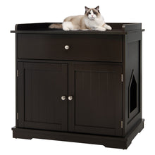 Load image into Gallery viewer, Gymax Wooden Cat Litter Box Enclosure w/ Drawer Side Table Furniture