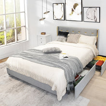 Load image into Gallery viewer, Gymax Queen Bed Frame Mattress Foundation with 4 Storage Drawers Silver