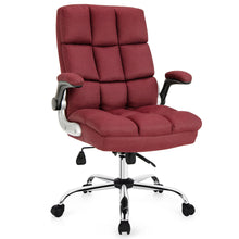 Load image into Gallery viewer, Gymax High Back Big & Tall Office Chair Adjustable Swivel w/ Flip-up Arm Red