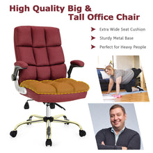 Load image into Gallery viewer, Gymax High Back Big & Tall Office Chair Adjustable Swivel w/ Flip-up Arm Red