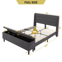 Load image into Gallery viewer, Gymax Full Upholstered Platform Bed Frame w/ Storage Ottoman Slats Support Grey