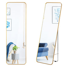 Load image into Gallery viewer, Gymax Full Length Wall Mounted Hanging Mirror with Stand Free Standing Body Mirror