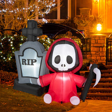 Load image into Gallery viewer, Gymax 5FT Halloween Inflatable Tombstone & Reaper Combo w/ LED & Waterproof Blower