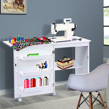 Load image into Gallery viewer, Gymax Swing Craft Table Shelves Storage Folding