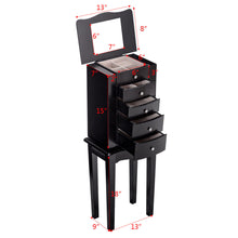 Load image into Gallery viewer, Gymax Mirrored Jewelry Cabinet Armoire Storage Chest Stand Organizer