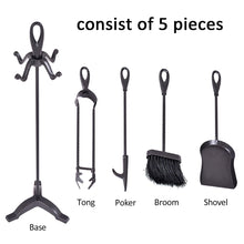 Load image into Gallery viewer, Gymax 5PC Hearth Tool Fireplace Set Fire Tools Set Black Iron