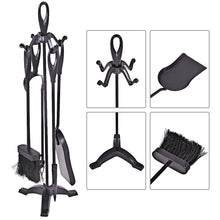 Load image into Gallery viewer, Gymax 5PC Hearth Tool Fireplace Set Fire Tools Set Black Iron