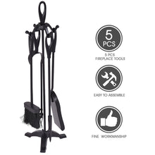 Load image into Gallery viewer, Gymax 5PC Hearth Tool Fireplace Set Fire Tools Set Black Iron