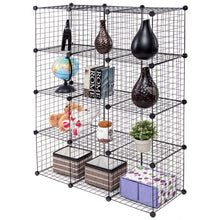 Load image into Gallery viewer, Gymax 12 Cube Grid Wire Organizer Wardrobe Shelves Bookcase DIY