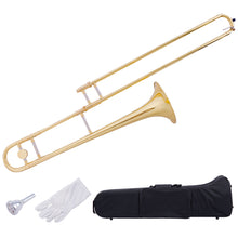 Load image into Gallery viewer, Gymax B Flat Trombone Gold Brass with Mouthpiece Case Gloves for Beginners Students