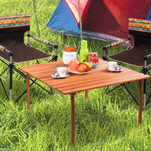 Load image into Gallery viewer, Gymax Folding Wood Roll Up Table Camping Picnic Outdoor