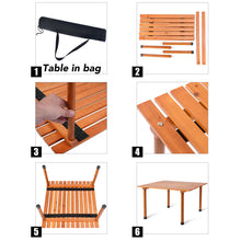 Load image into Gallery viewer, Gymax Folding Wood Roll Up Table Camping Picnic Outdoor