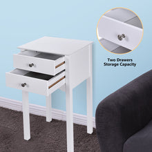 Load image into Gallery viewer, Gymax Side Table End Accent Table Night Stand W/ 2 Drawers Furniture White