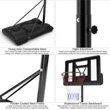 Load image into Gallery viewer, Gymax Height Adjustable Portable Basketball Hoop System Shatterproof Backboard Wheels