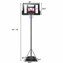 Load image into Gallery viewer, Gymax Height Adjustable Portable Basketball Hoop System Shatterproof Backboard Wheels