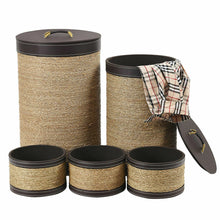 Load image into Gallery viewer, Gymax 5 PCS Round Storage Basket Seaweed Hamper Open Box Laundry Basket Bin Organizer