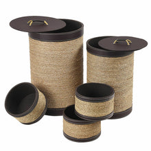 Load image into Gallery viewer, Gymax 5 PCS Round Storage Basket Seaweed Hamper Open Box Laundry Basket Bin Organizer