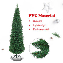 Load image into Gallery viewer, Gymax 5' PVC Artificial Christmas Tree Holiday Decor Slim Pencil Tree Metal Stand