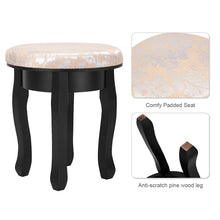 Load image into Gallery viewer, Gymax Black Makeup Table Vanity Table Set Cushioned Stool Mirror 5 Drawers