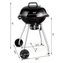 Load image into Gallery viewer, Gymax 18.5-Inch Kettle Charcoal Grill BBQ Outdoor Backyard Cooking with Wheels Black