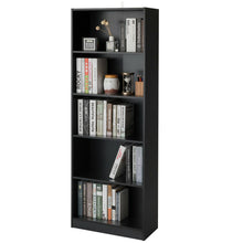 Load image into Gallery viewer, Gymax 5-shelf Bookcase Storage Display Large Adjustabe Open Storage Space Black