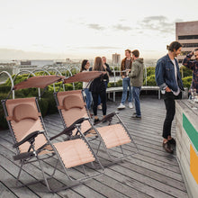 Load image into Gallery viewer, Gymax Folding Recliner Zero Gravity Lounge Chair W/ Shade Canopy Cup Holder Brown