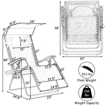 Load image into Gallery viewer, Gymax Folding Recliner Zero Gravity Lounge Chair W/ Shade Canopy Cup Holder Brown