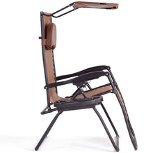 Load image into Gallery viewer, Gymax Folding Recliner Zero Gravity Lounge Chair W/ Shade Canopy Cup Holder Brown