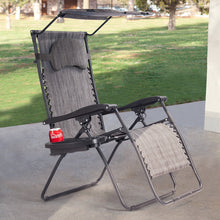 Load image into Gallery viewer, Gymax Folding Recliner Zero Gravity Lounge Chair W/ Shade Canopy Cup Holder Gray