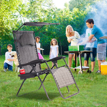 Load image into Gallery viewer, Gymax Folding Recliner Zero Gravity Lounge Chair W/ Shade Canopy Cup Holder Gray