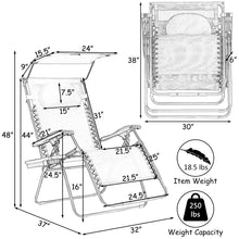 Load image into Gallery viewer, Gymax Folding Recliner Zero Gravity Lounge Chair W/ Shade Canopy Cup Holder Gray