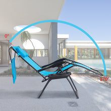 Load image into Gallery viewer, Gymax Folding Recliner Zero Gravity Lounge Chair W/ Shade Canopy Cup Holder Blue